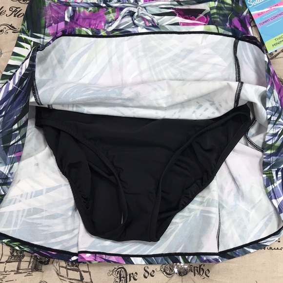 Swim Solutions Empire-Waist Printed Swimdress - Picture 6 of 10